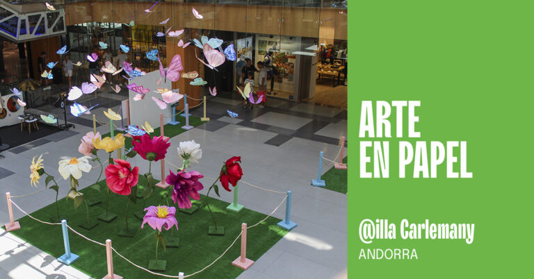 exposición de obras de arte realizadas en papel en el centro comercial illa carlemany